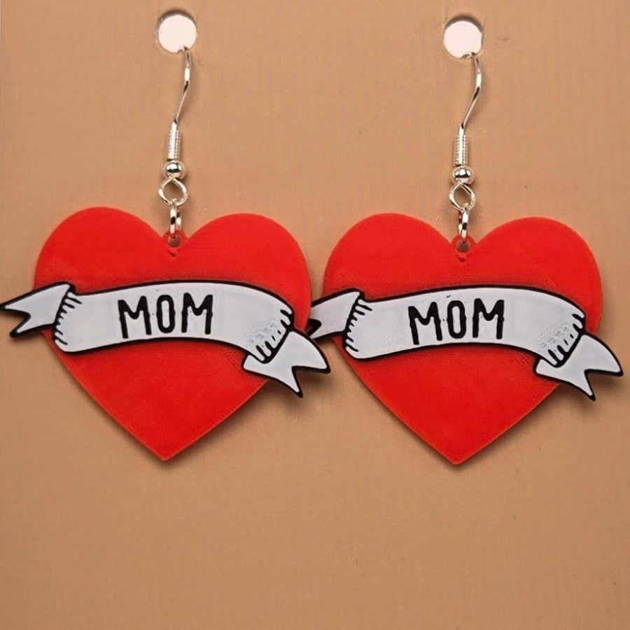 Boucle d'oreille en forme de Cœur mère avec crochets hypoallergéniques sans nickel